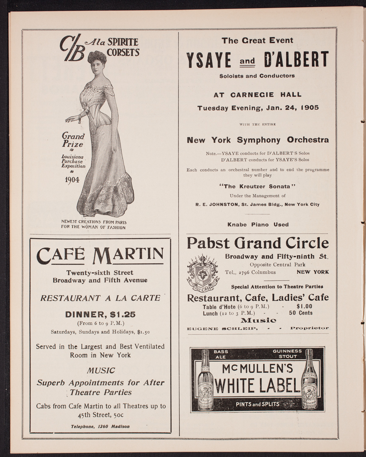 Vladimir de Pachmann, Piano, January 1, 1905, program page 8