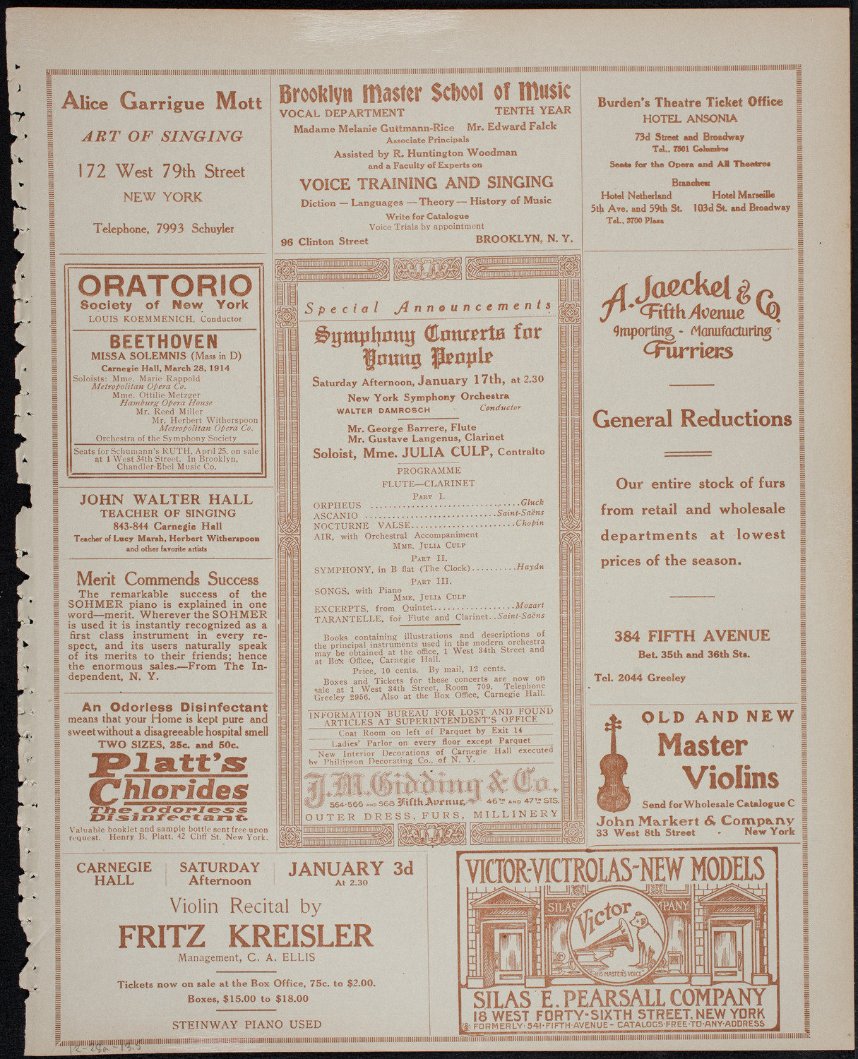 Jeanne Jomelli, Soprano, and William Hinshaw, Baritone, December 28, 1913, program page 9