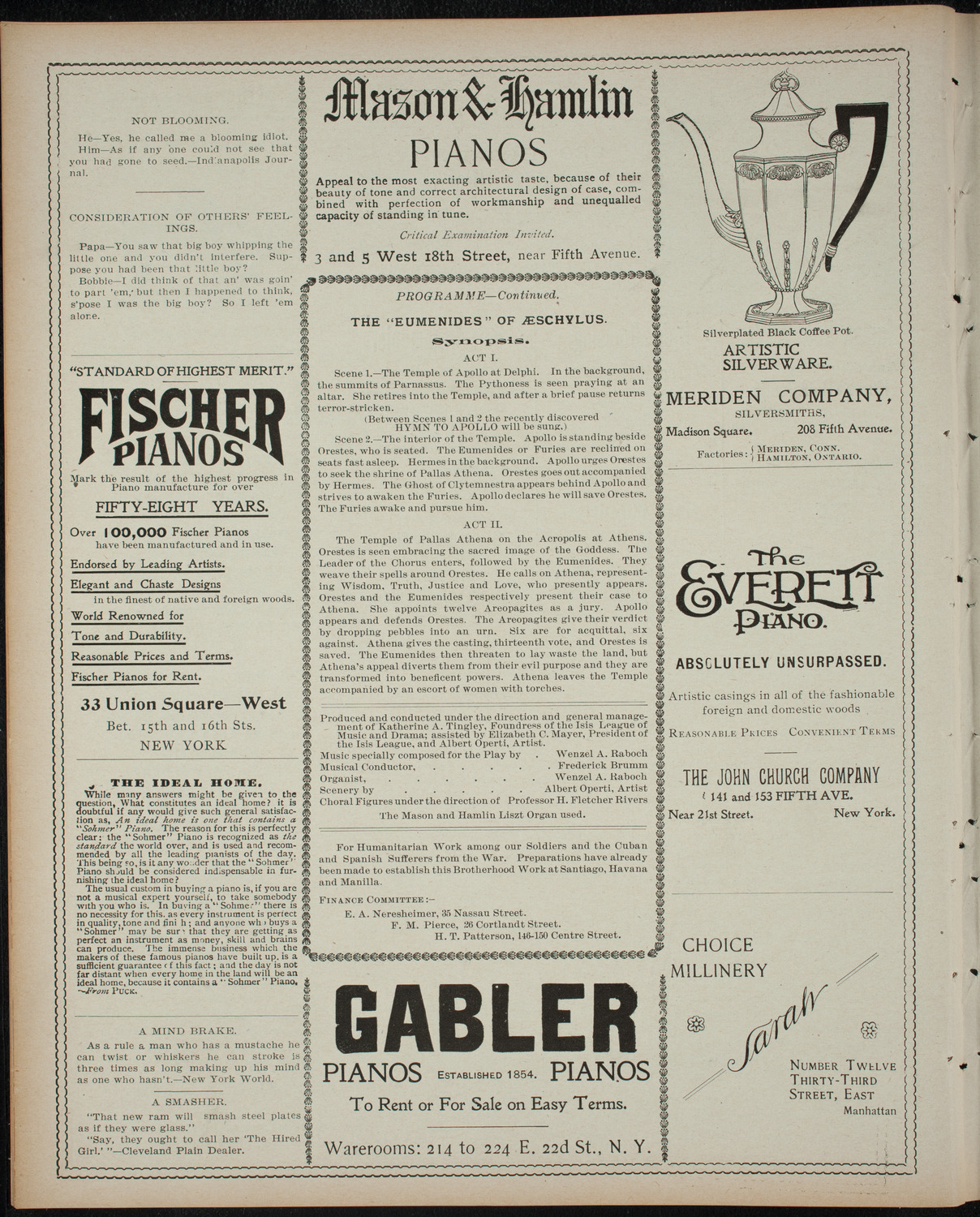 Isis League of Music and Drama Student Production, November 19, 1898, program page 6