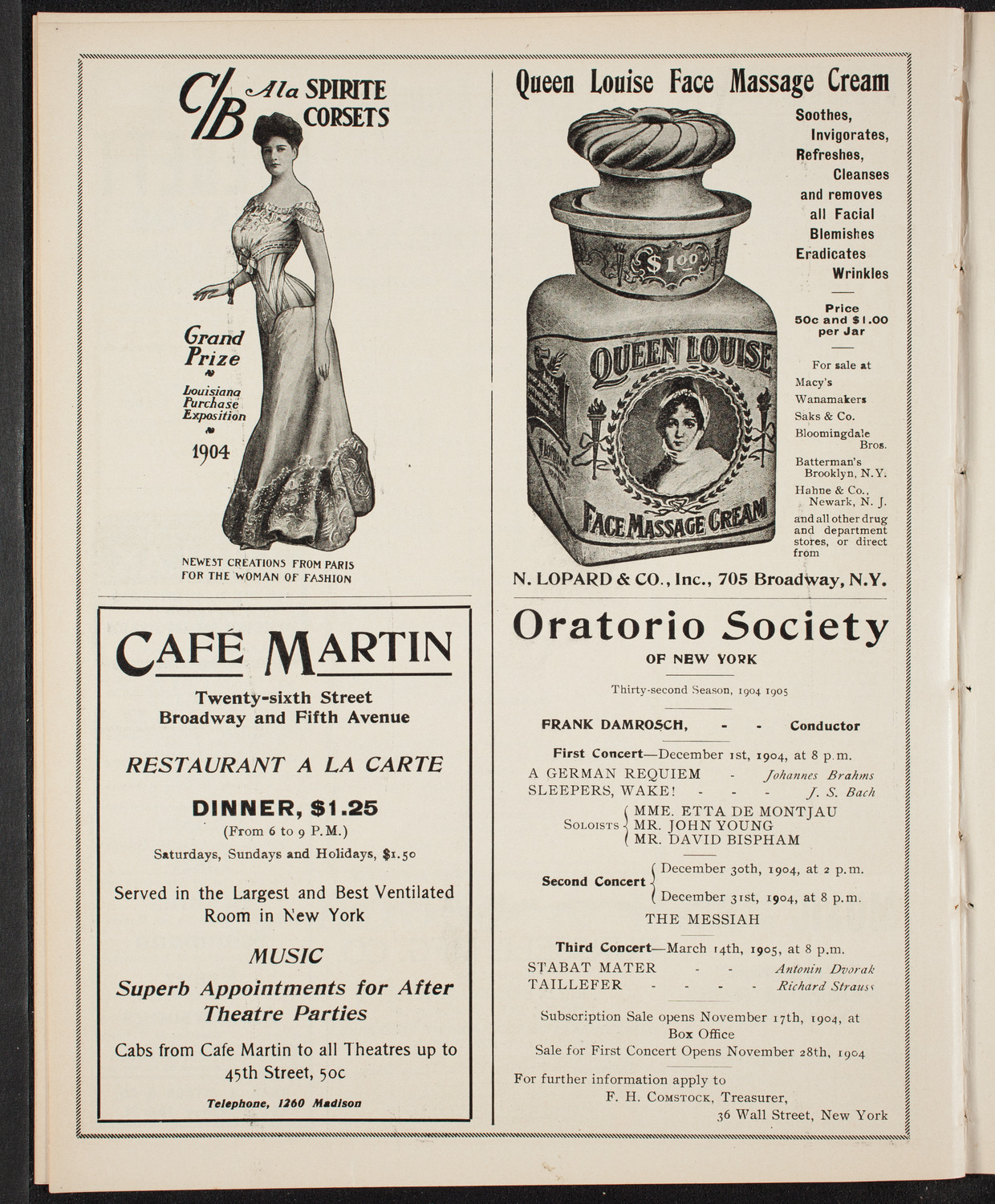 Johanna Gadski, Soprano, November 10, 1904, program page 8