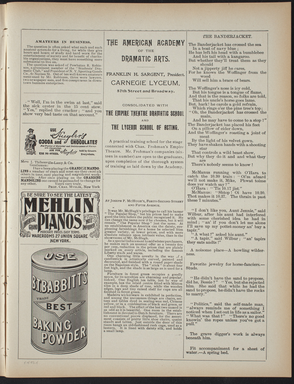 The Students' Club, May 4, 1897, program page 7