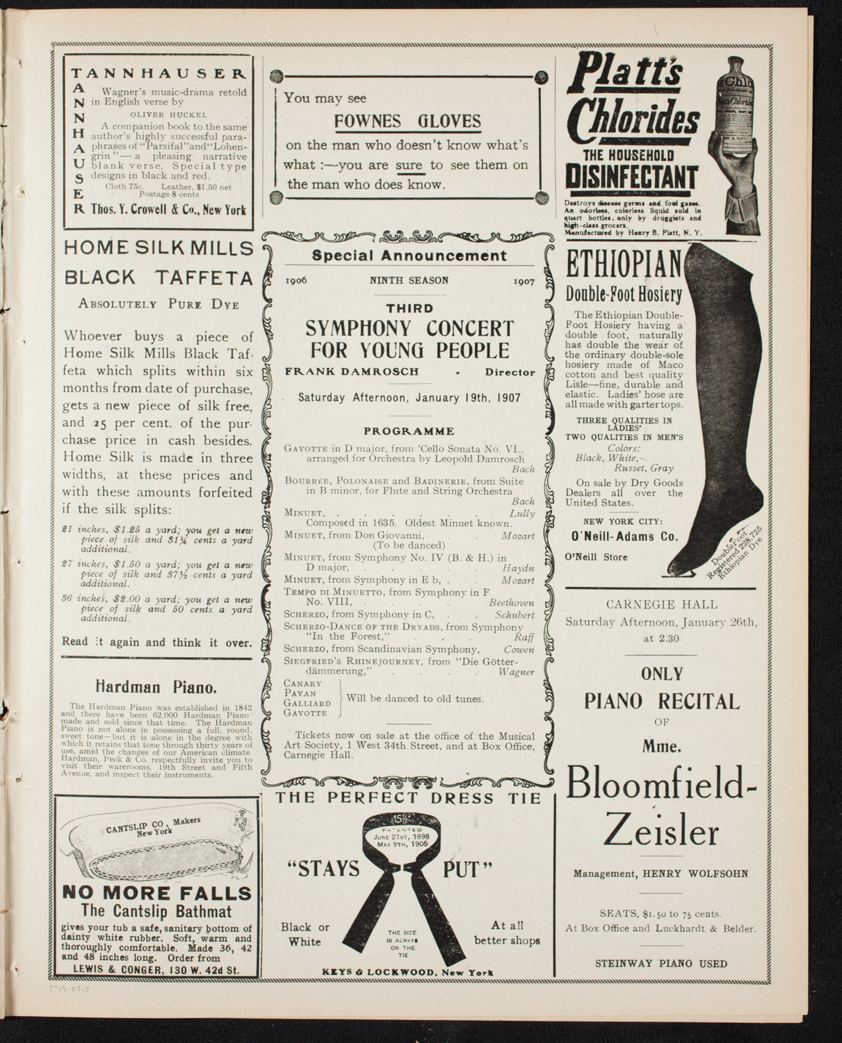 Josef Lhévinne, Piano, January 13, 1907, program page 9