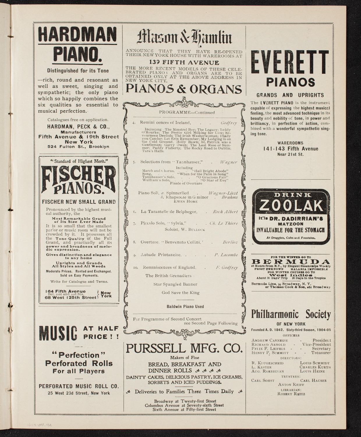 Grenadier Guards Band, November 13, 1904, program page 7