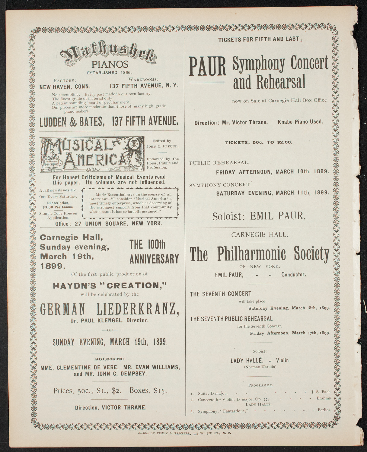 Benefit: St. Mary's Home, February 28, 1899, program page 8