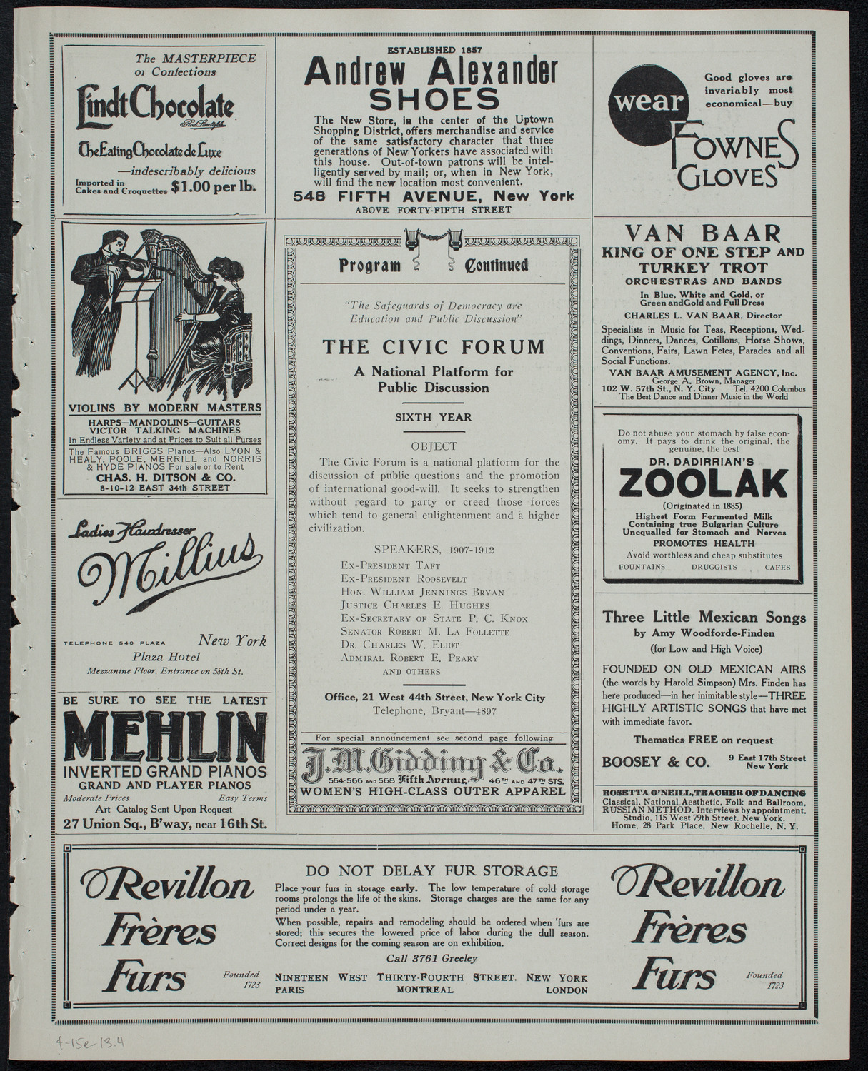 The Civic Forum, April 15, 1913, program page 7