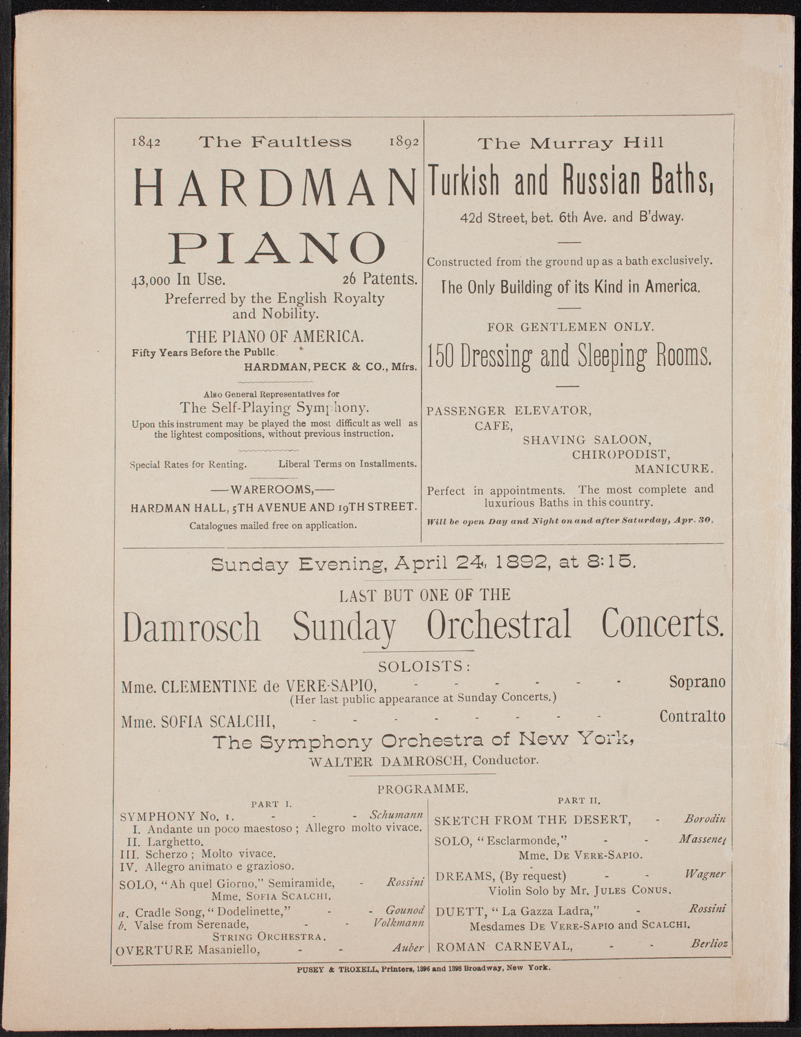 Urania Scientific Theatre, April 20, 1892, program page 12