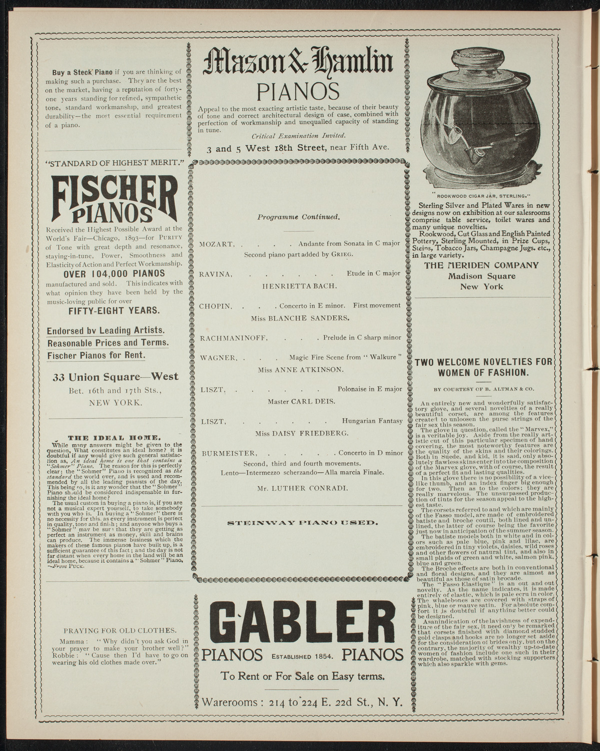 Students of Richard Burmeister, April 30, 1898, program page 6