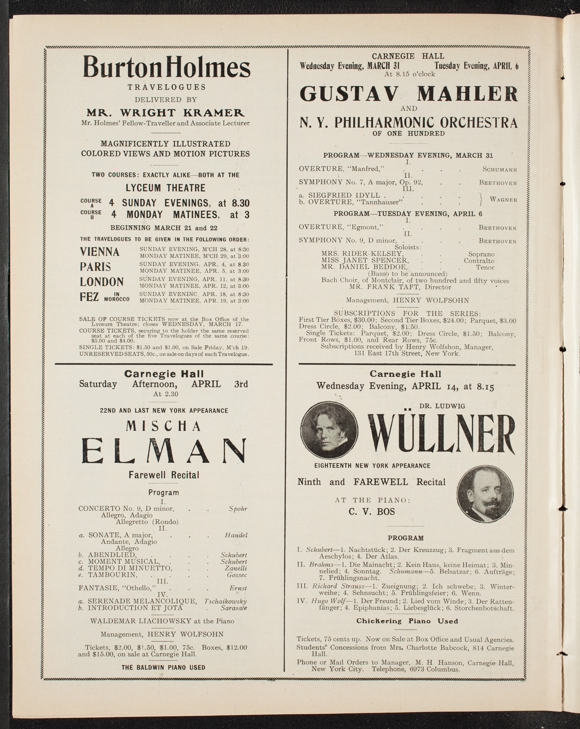 International Peace Festival Musical Program, March 24, 1909, program page 10