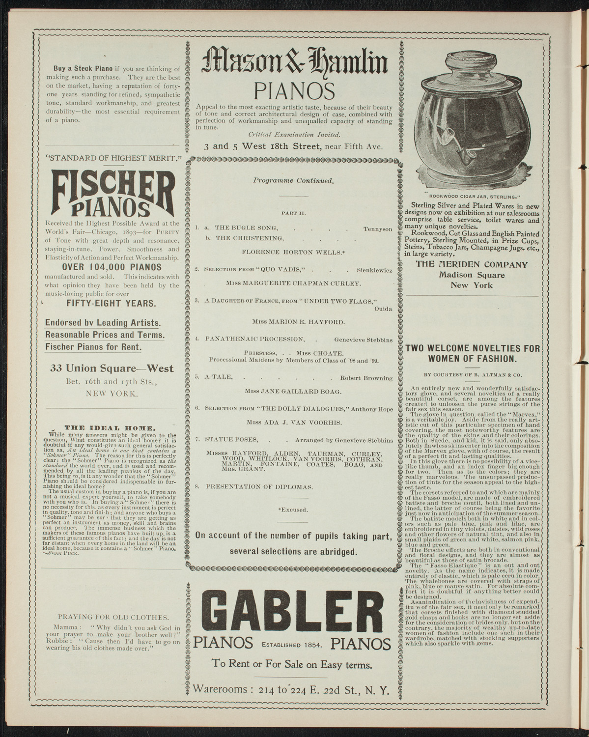 Graduation: New York School of Expression, May 17, 1898, program page 6
