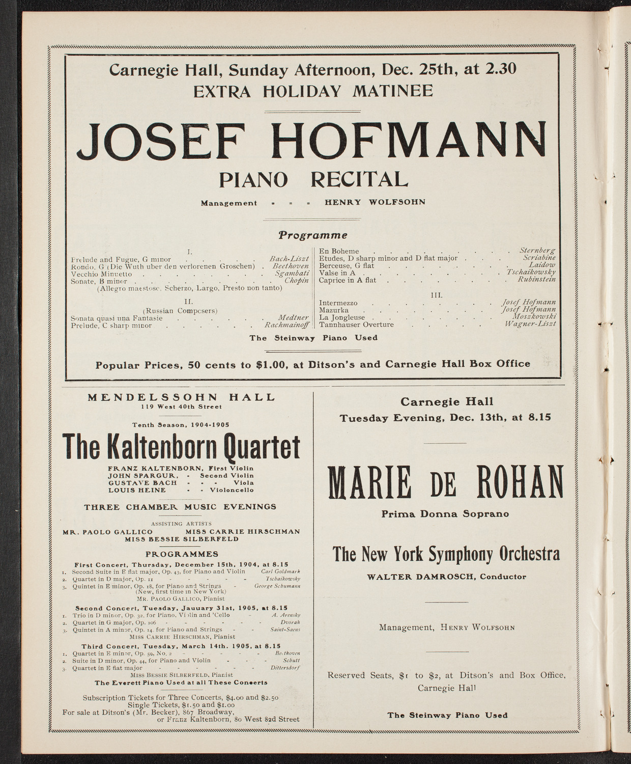 Vladimir de Pachmann, Piano, December 6, 1904, program page 10
