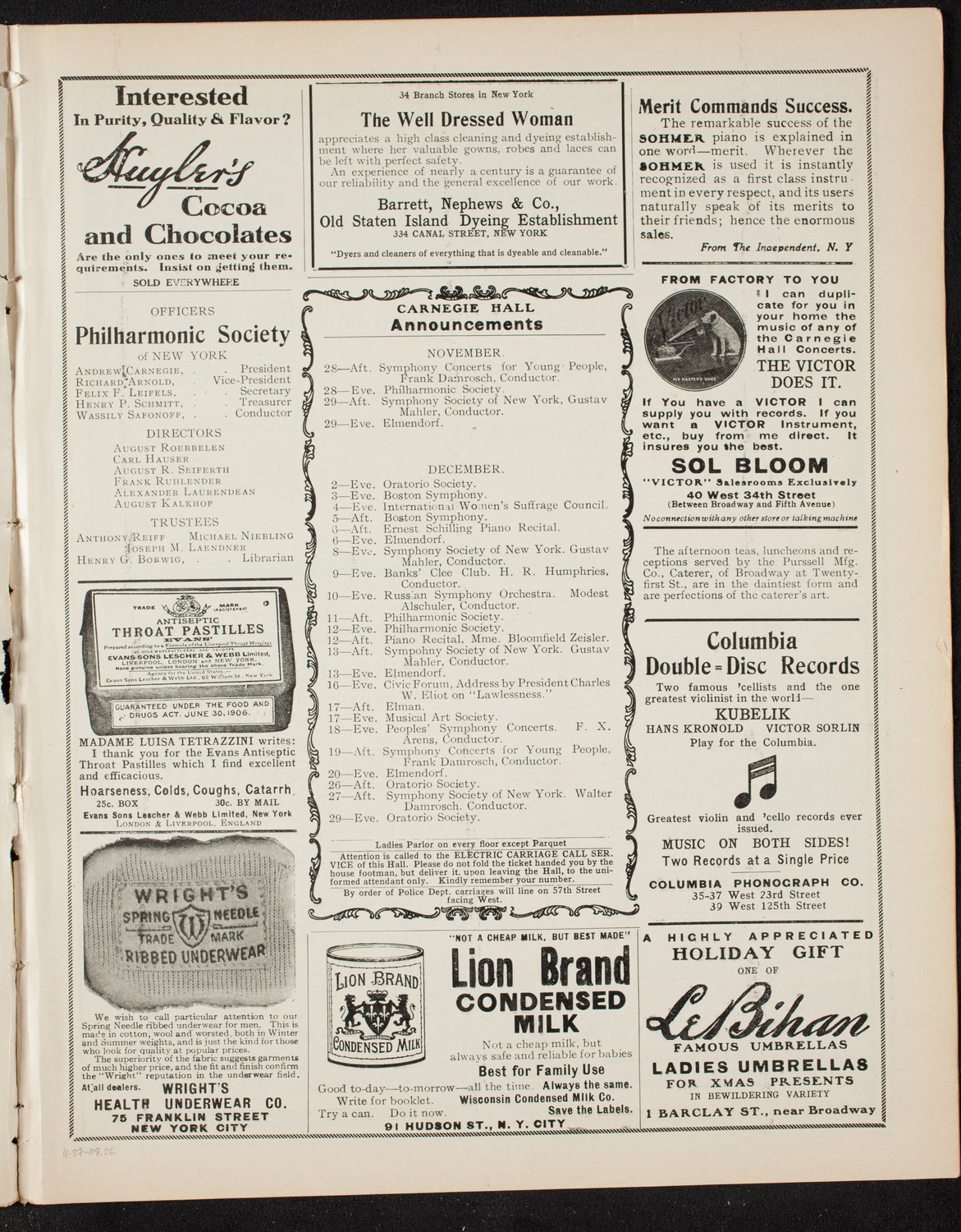 Benefit: St. Mark's Hospital, November 27, 1908, program page 3