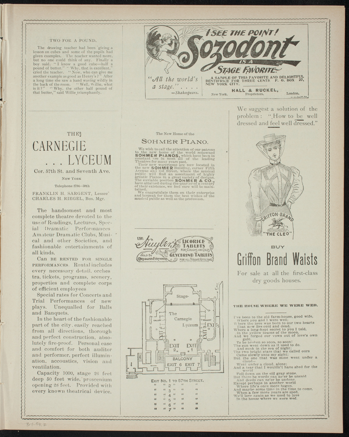 Comparative Literature Society Evening Conference, March 1, 1898, program page 3