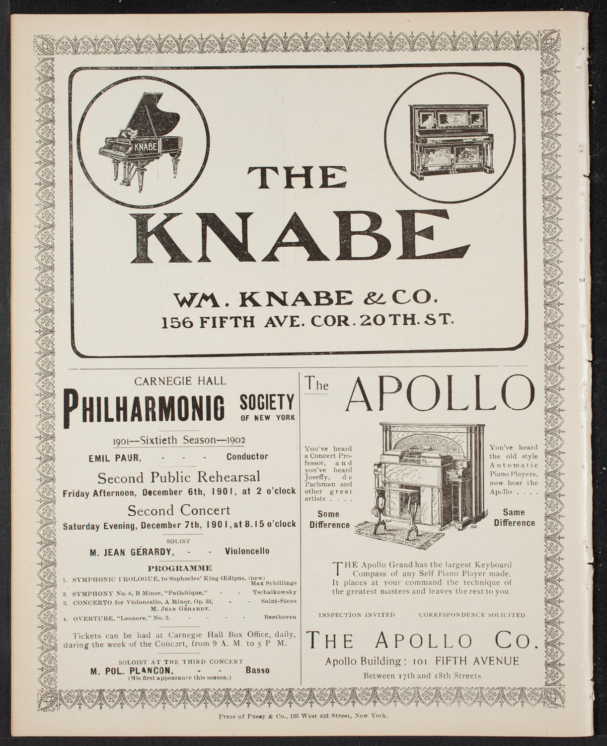 New York Philharmonic, November 15, 1901, program page 10