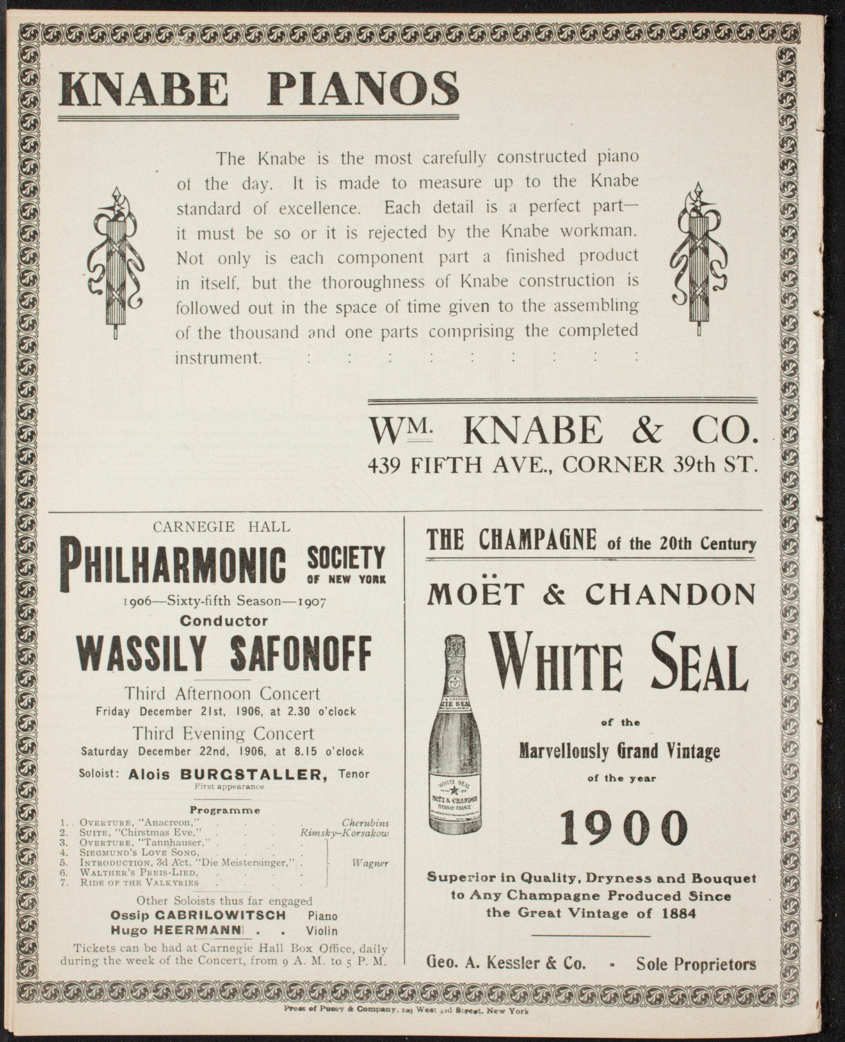 Boston Symphony Orchestra, December 8, 1906, program page 12
