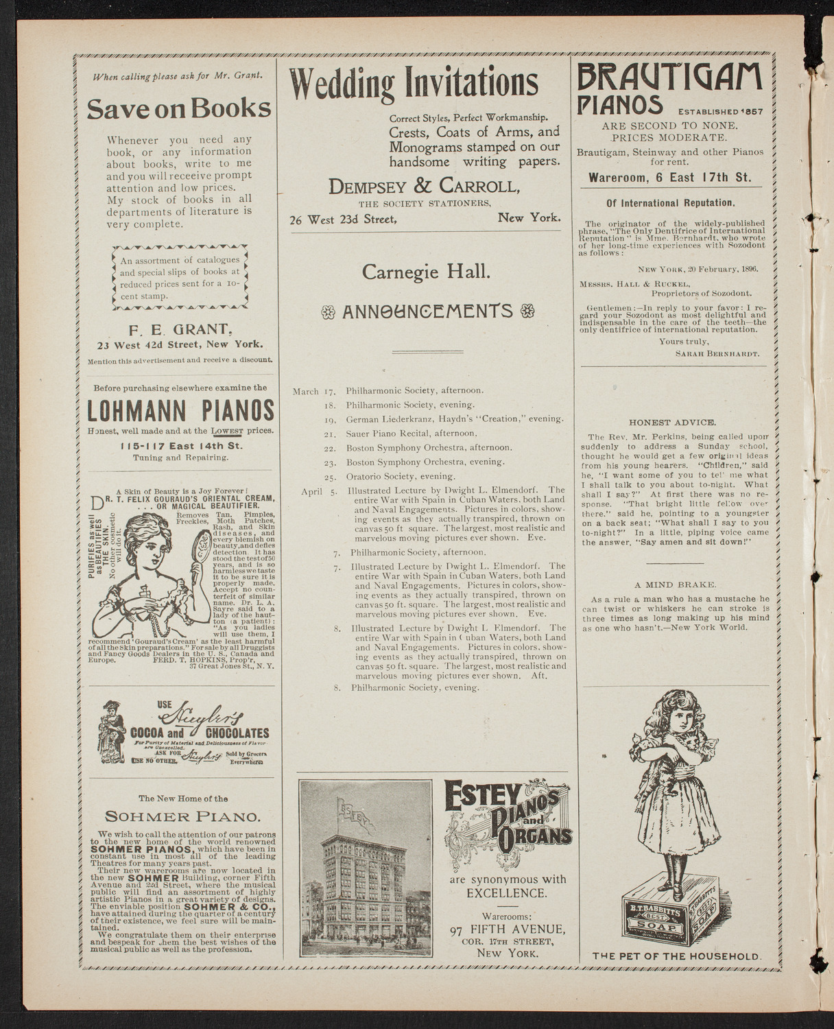 Musical Art Society of New York, March 16, 1899, program page 2