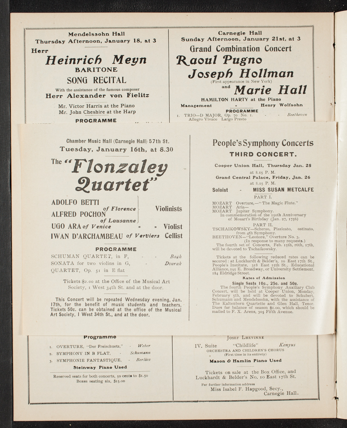New York Philharmonic, January 13, 1906, program page 12