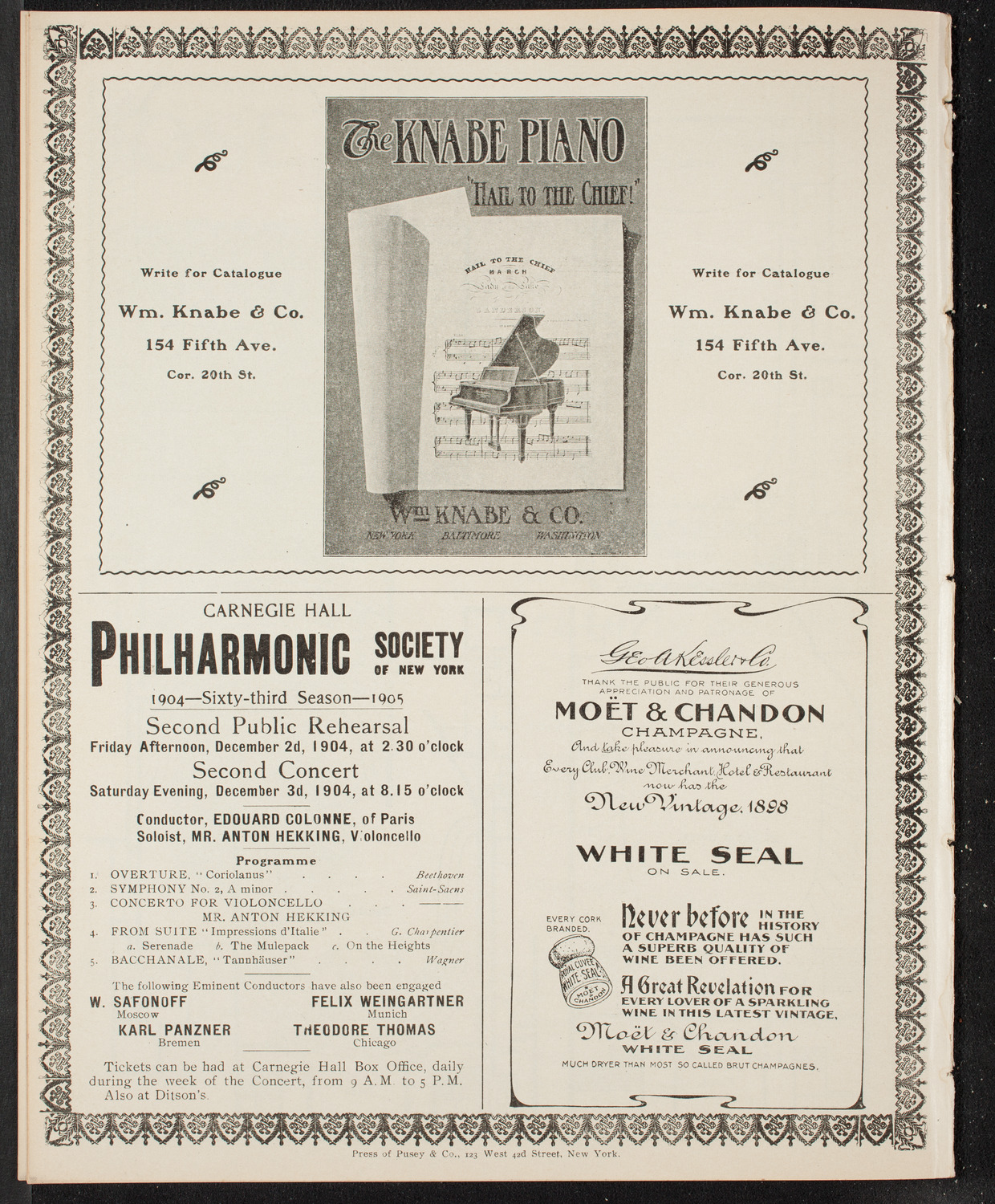 Josef Hofmann, Piano, November 19, 1904, program page 12