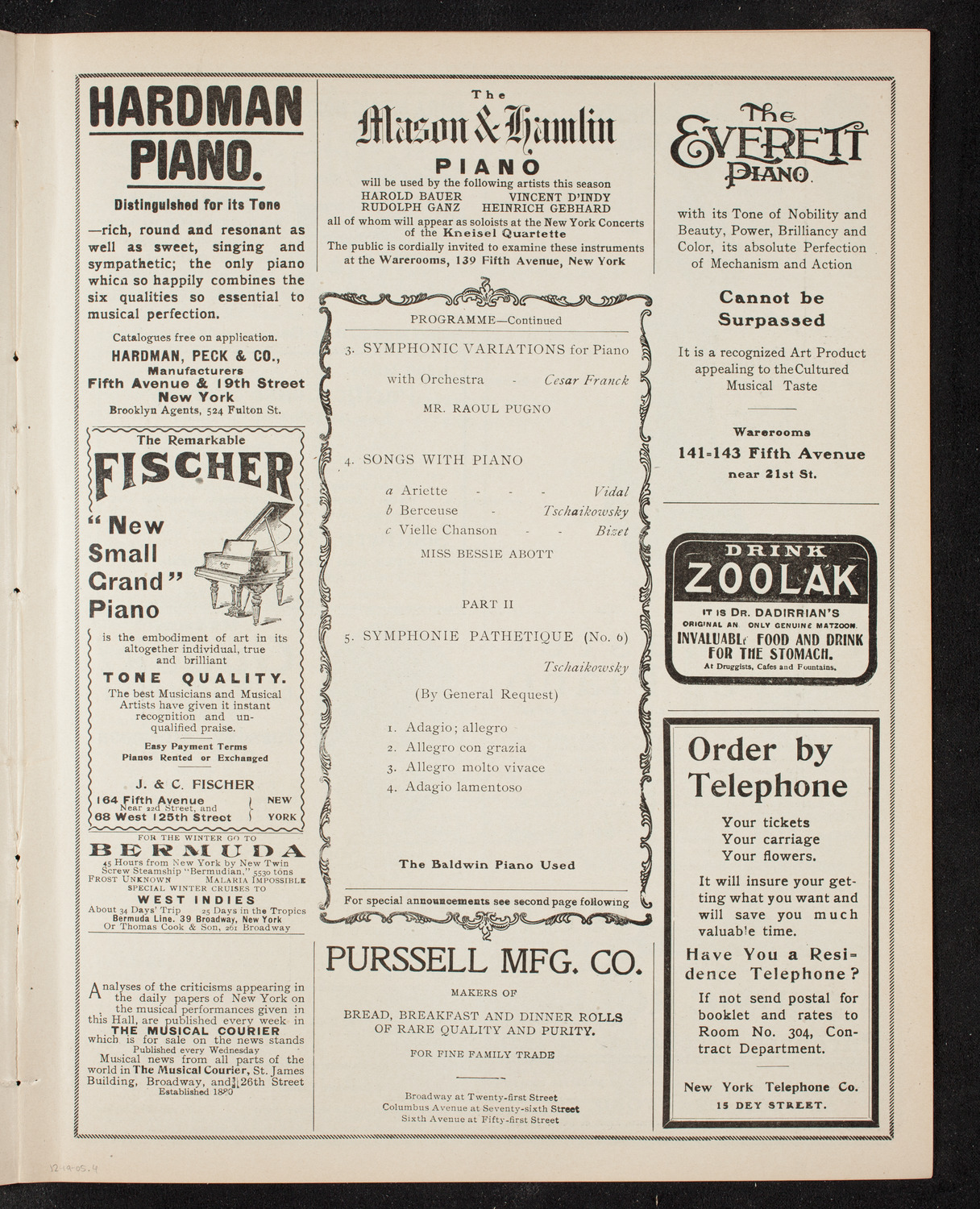 New York Symphony Orchestra, December 19, 1905, program page 7