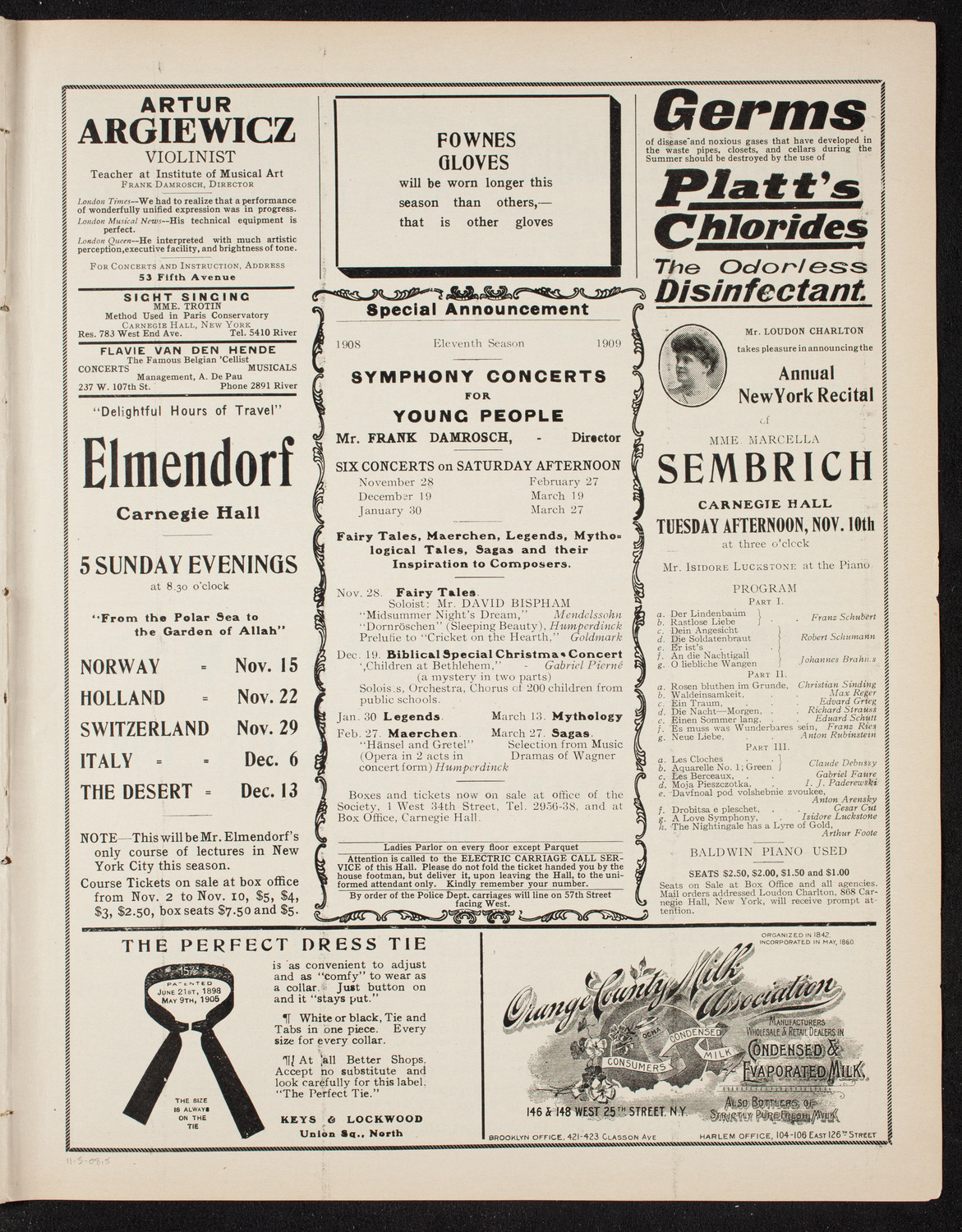 Boston Symphony Orchestra, November 5, 1908, program page 9