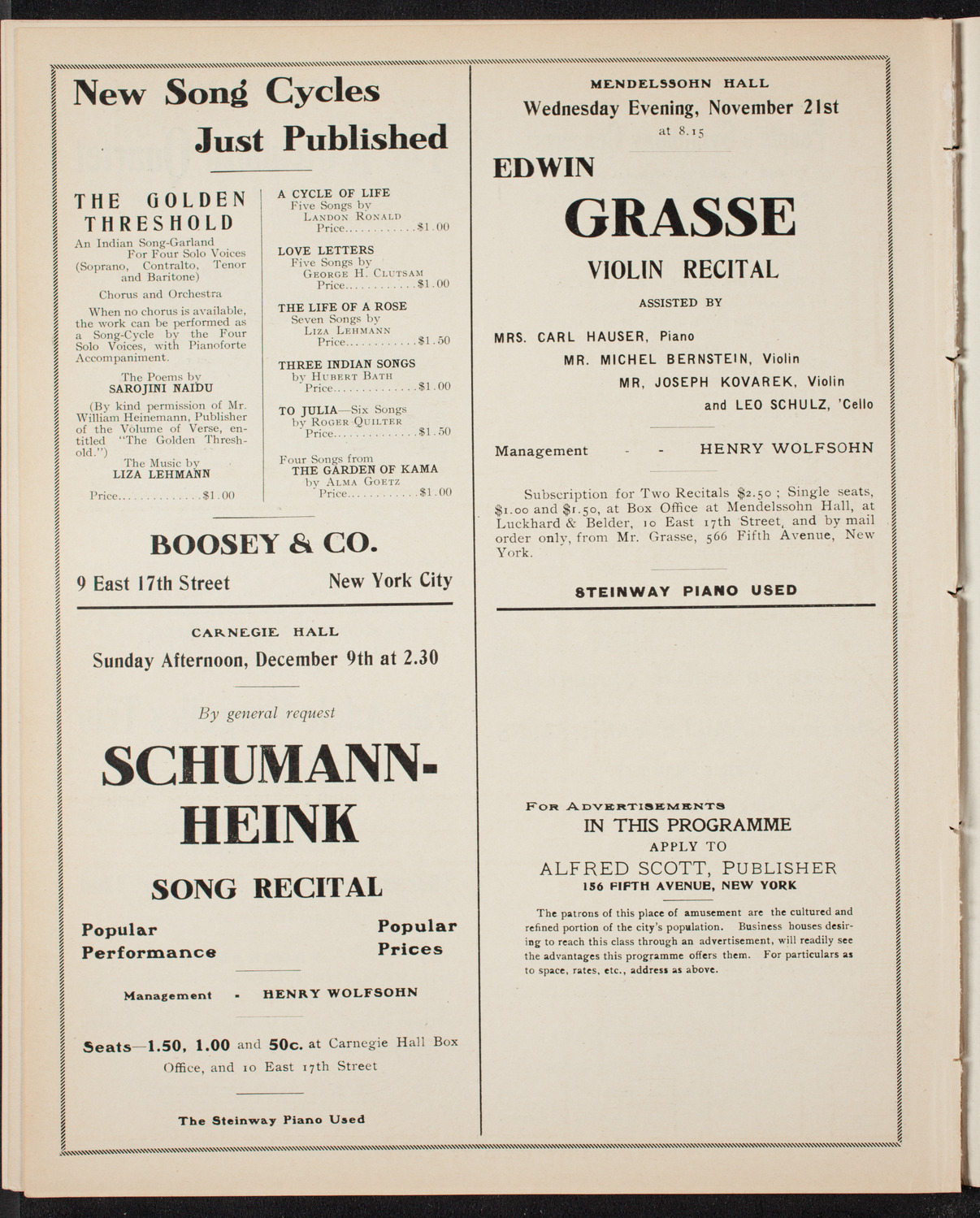 New York Philharmonic, November 16, 1906, program page 14