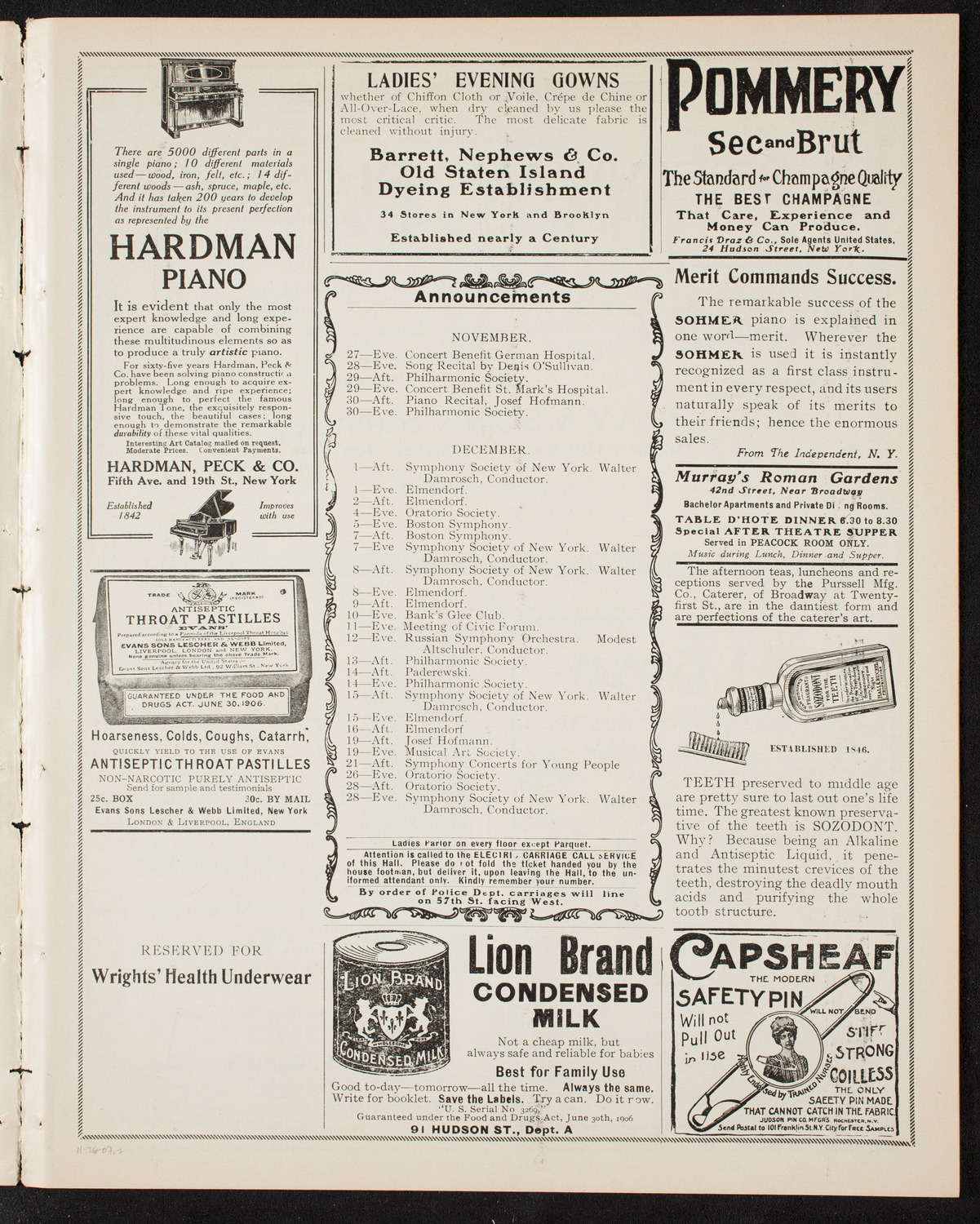 Vladimir de Pachmann, Piano, November 26, 1907, program page 3