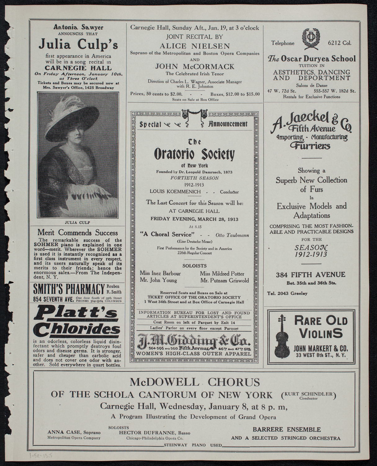 John McCormack, Tenor, January 5, 1913, program page 9