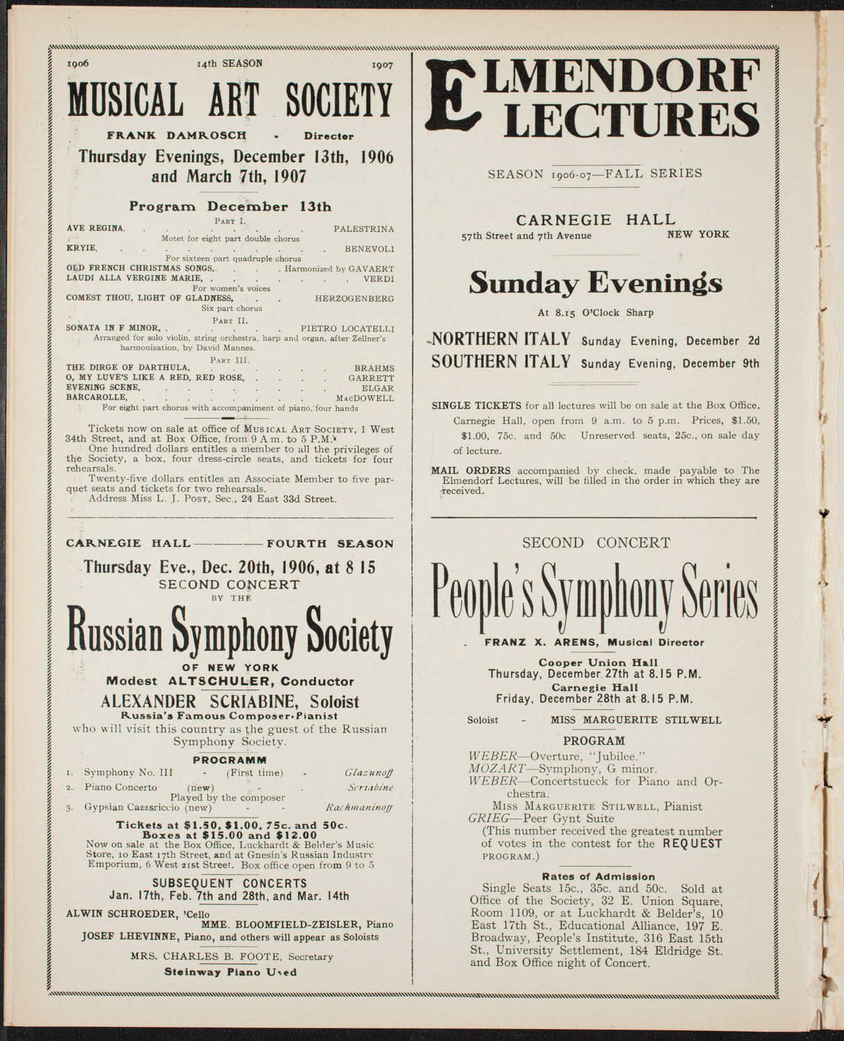 New York Philharmonic, December 1, 1906, program page 10