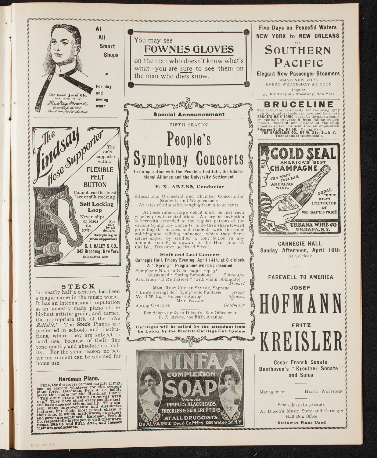 Ignacy Jan Paderewski, Piano, March 25, 1905, program page 9