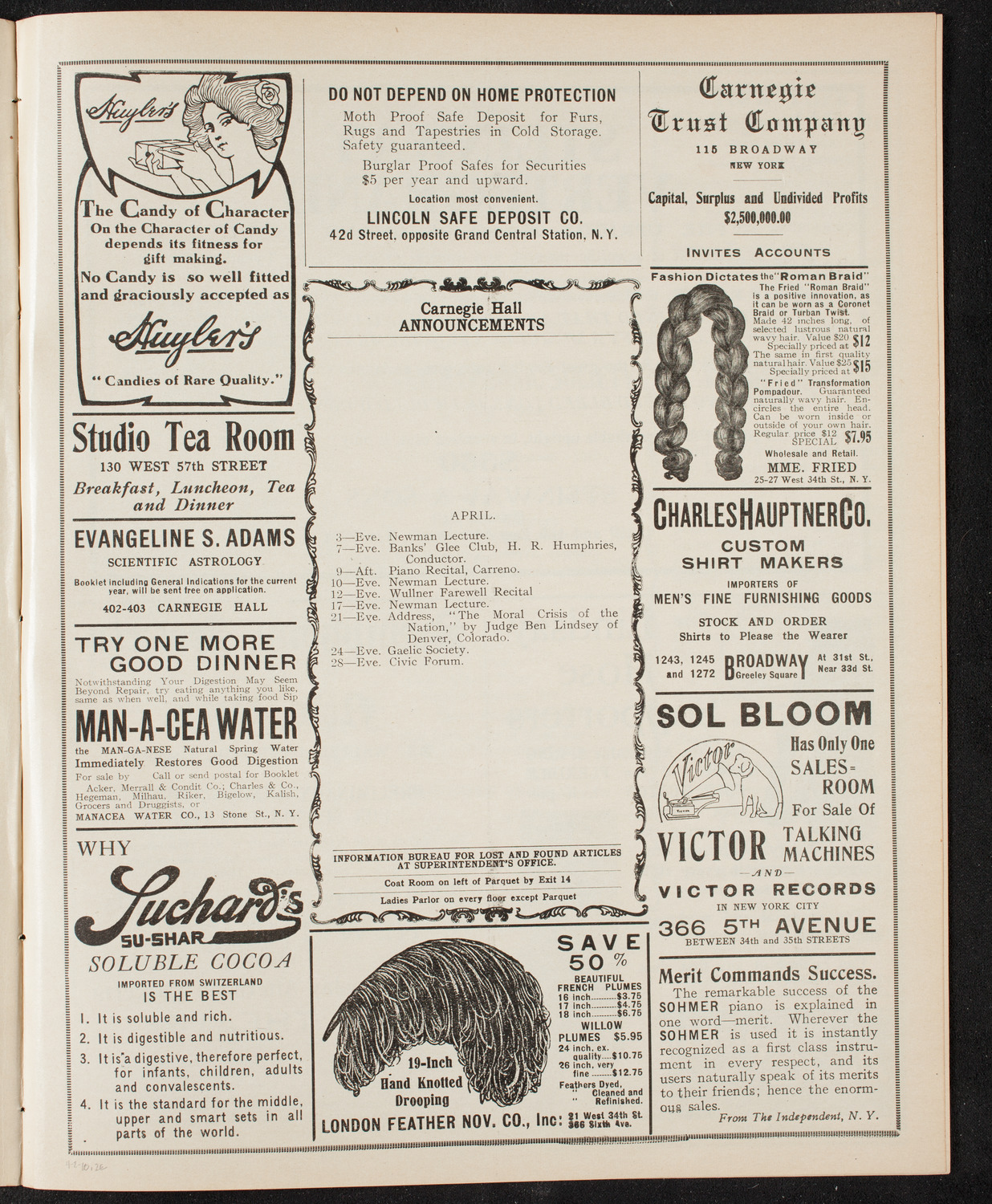 New York Philharmonic, April 2, 1910, program page 3