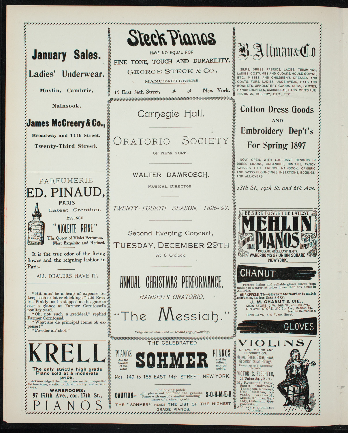 Oratorio Society of New York, December 29, 1896, program page 4