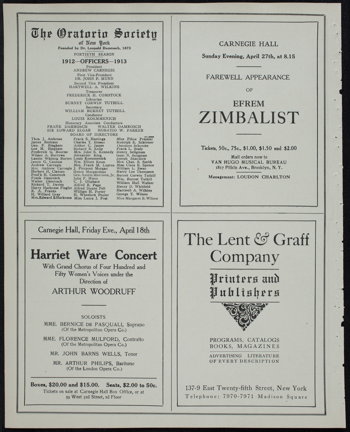 MacDowell Chorus of the Schola Cantorum of New York, April 17, 1913, program page 10