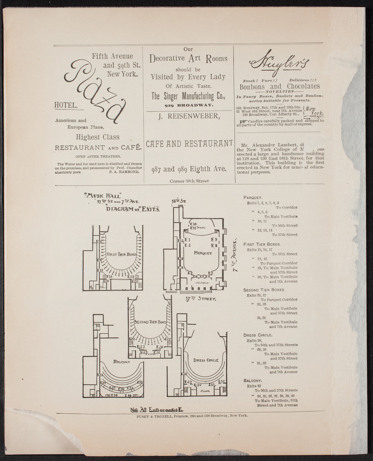 Urania Scientific Theatre, May 22, 1892, program page 4