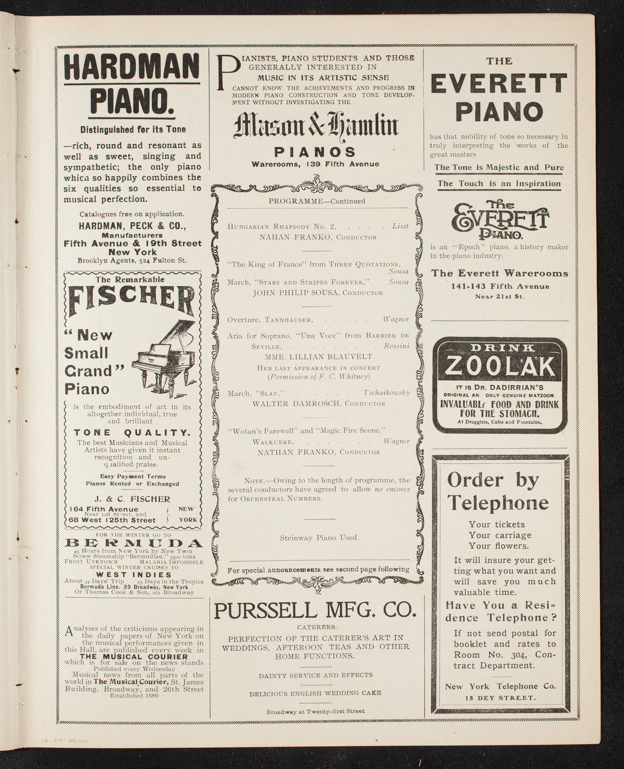 Benefit: Masonic Sanatorium for Consumptives, October 29, 1905, program page 7