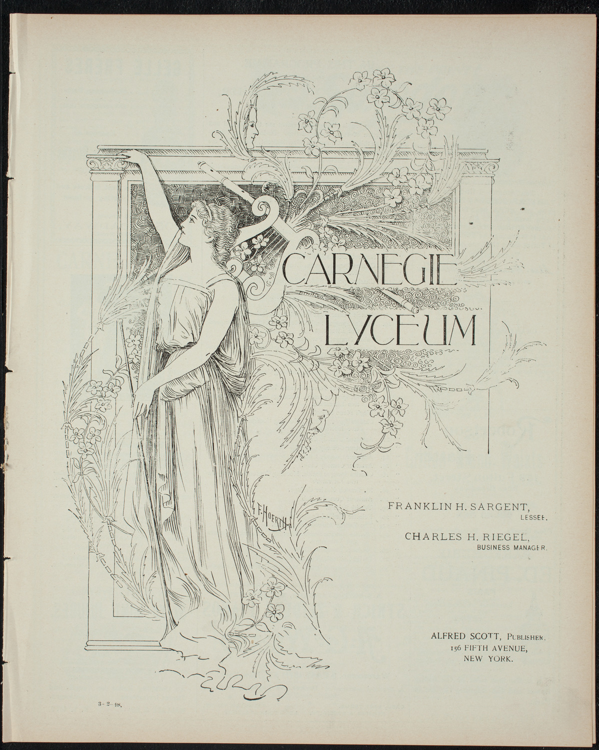 Powers-Mannes Wednesday Morning Musicale, March 2, 1898, program page 1