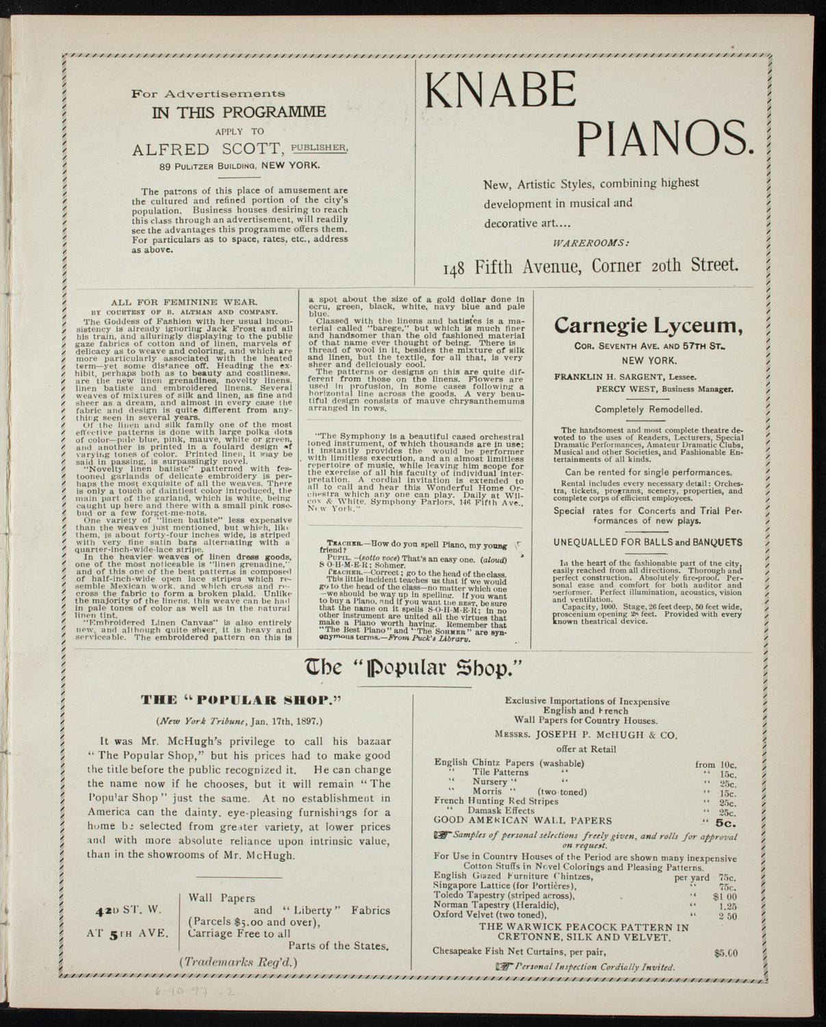 Graduation: New York University, June 10, 1897, program page 3