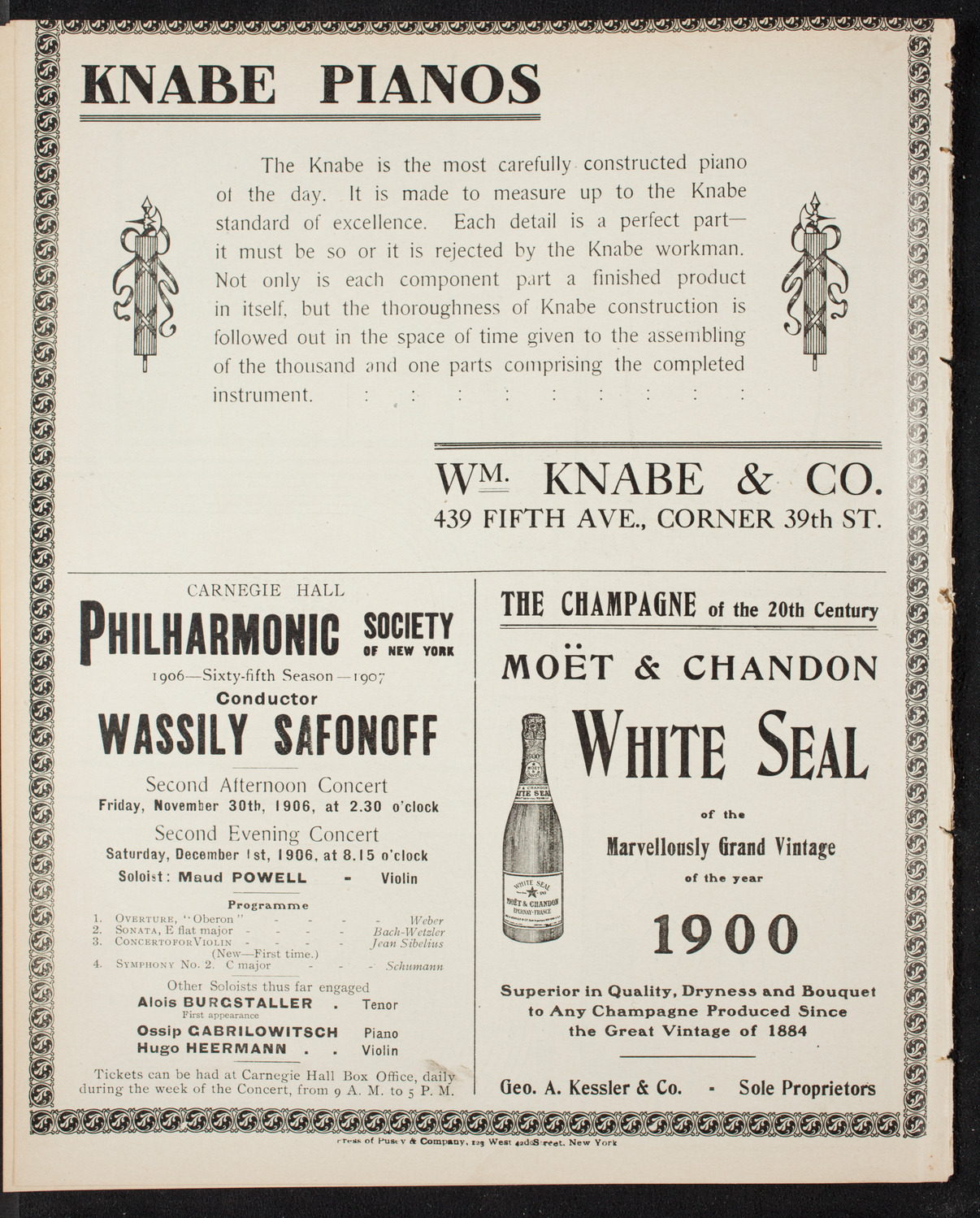 Moriz Rosenthal, Piano, November 17, 1906, program page 14