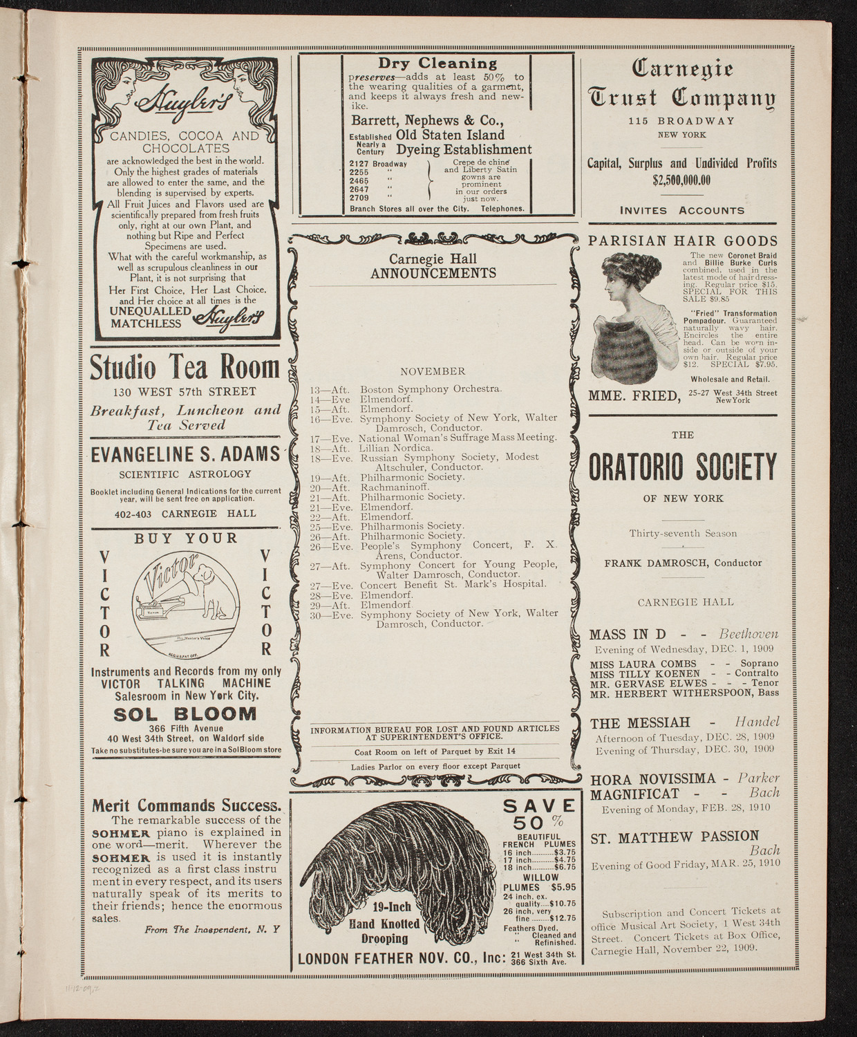 Pepito Arriola, Piano, November 12, 1909, program page 3