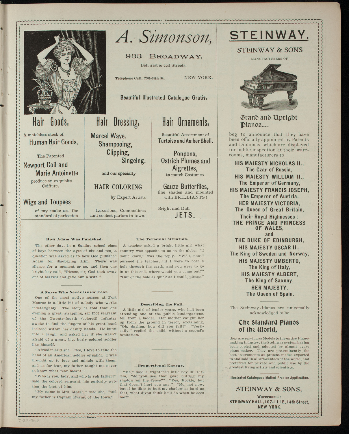 American Academy of Dramatic Arts, October 27, 1898, program page 5