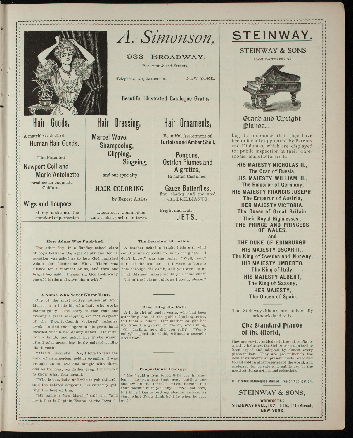 American Academy of Dramatic Arts, October 27, 1898, program page 5
