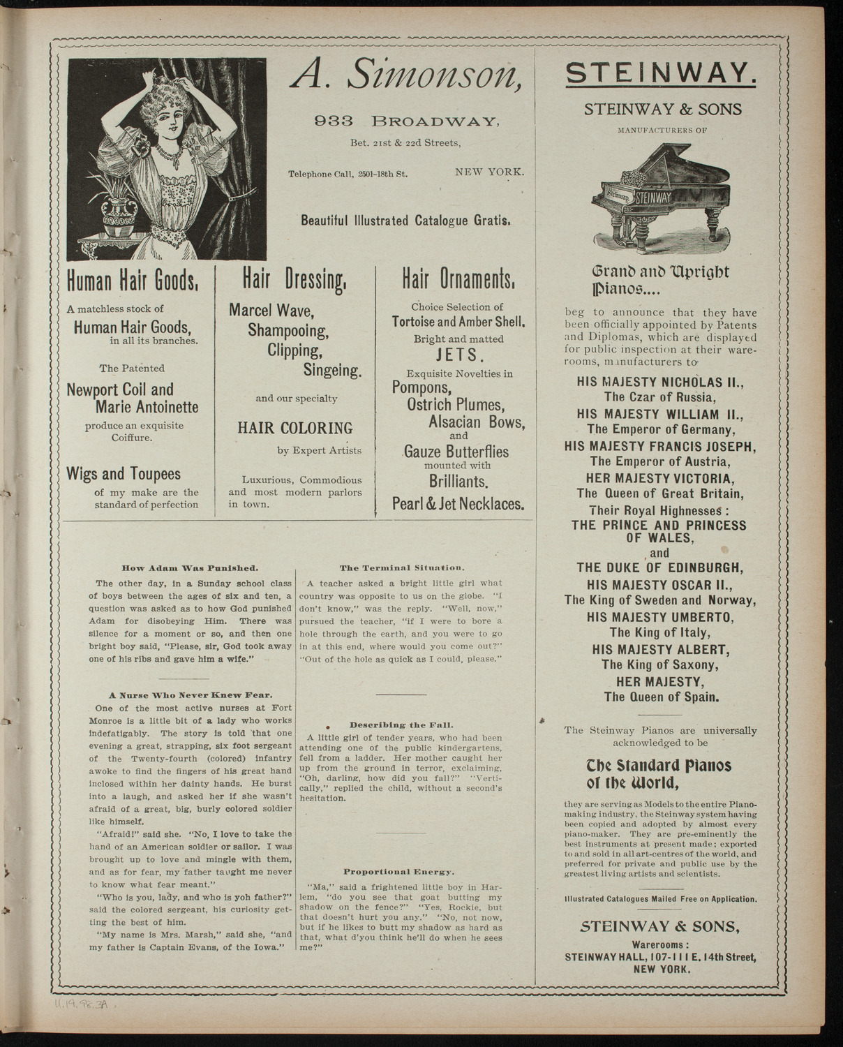 Isis League of Music and Drama Student Production, November 19, 1898, program page 5