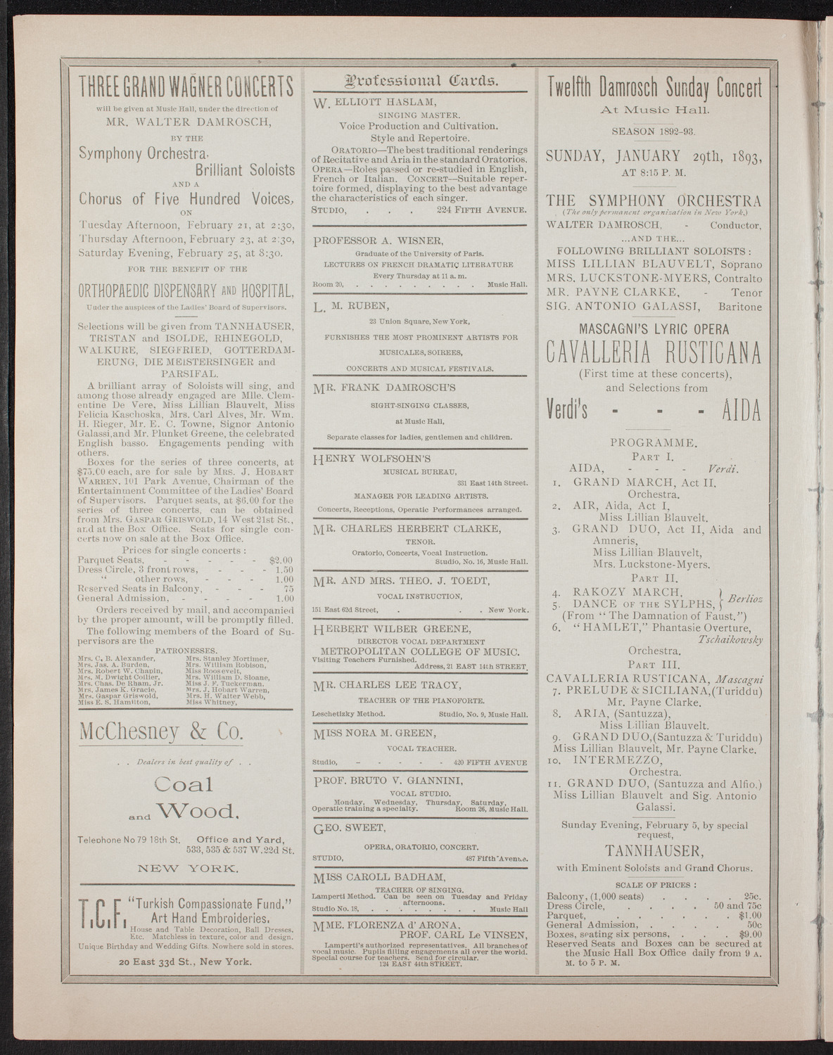 Lecture by Russell H. Cromwell, January 26, 1893, program page 2