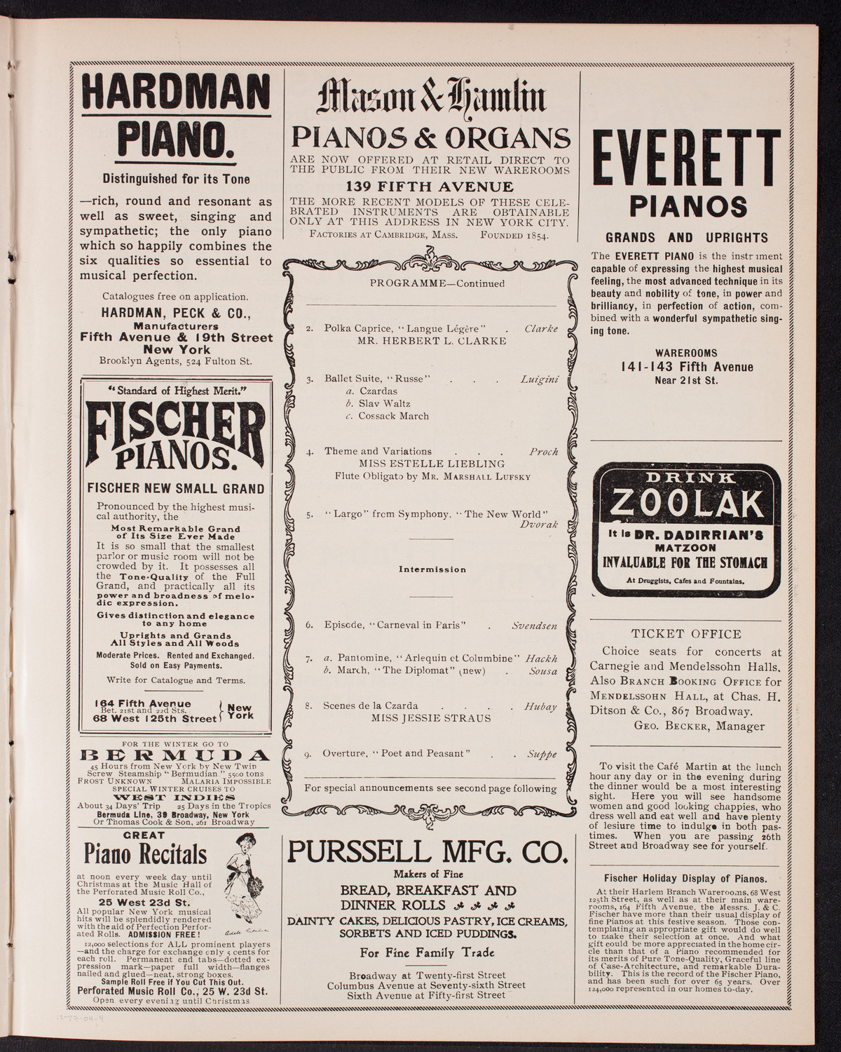 Sousa and His Band, December 27, 1904, program page 7