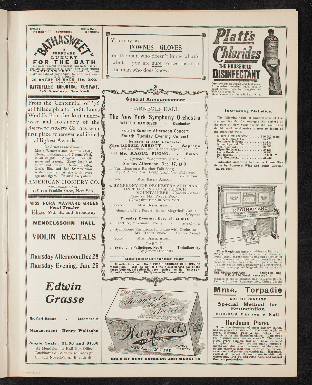 New York Philharmonic, December 16, 1905, program page 9