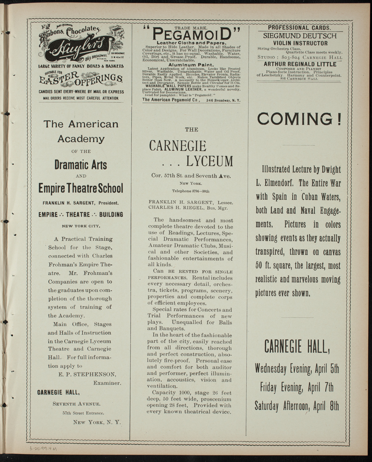 Comparative Literature Society Saturday Morning Conference, March 25, 1899, program page 7