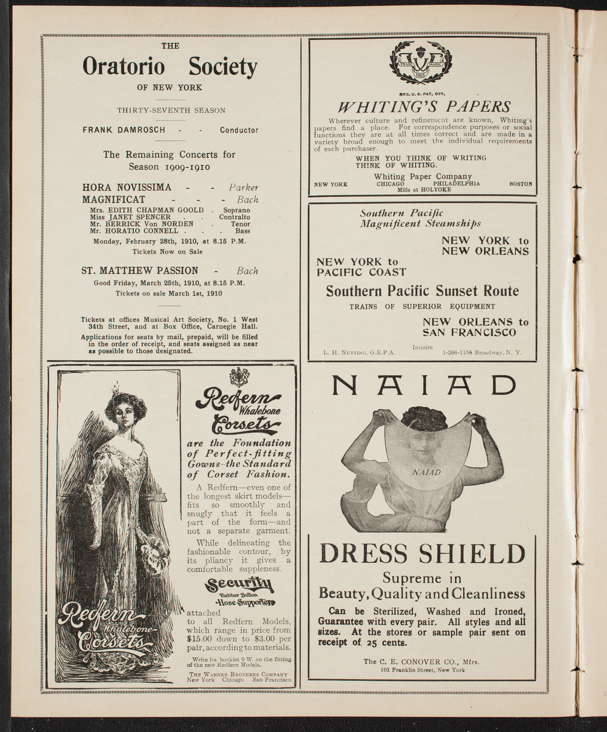 Maud Allan with The Russian Symphony Orchestra, February 2, 1910, program page 2