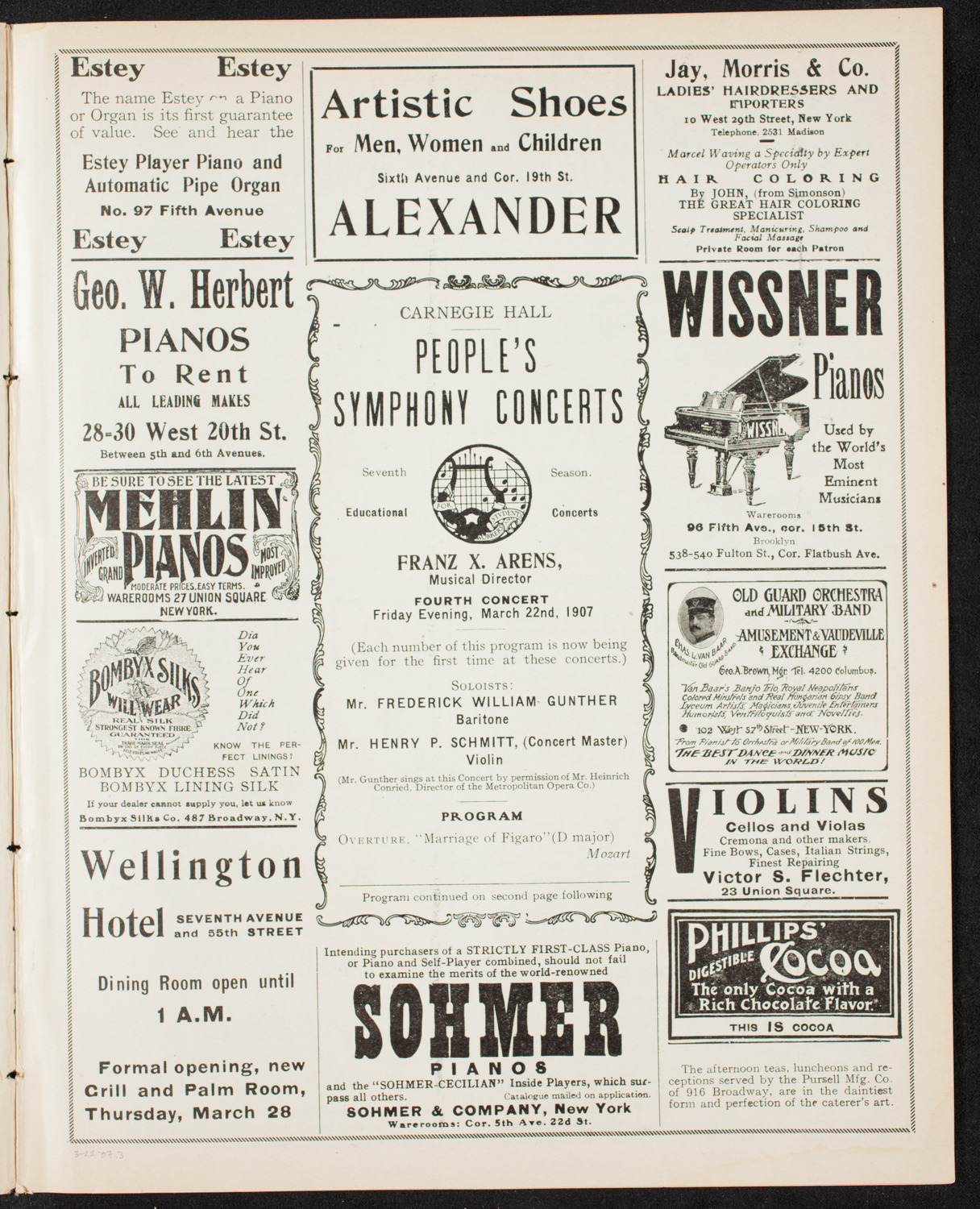 People's Symphony Concert, March 22, 1907, program page 5
