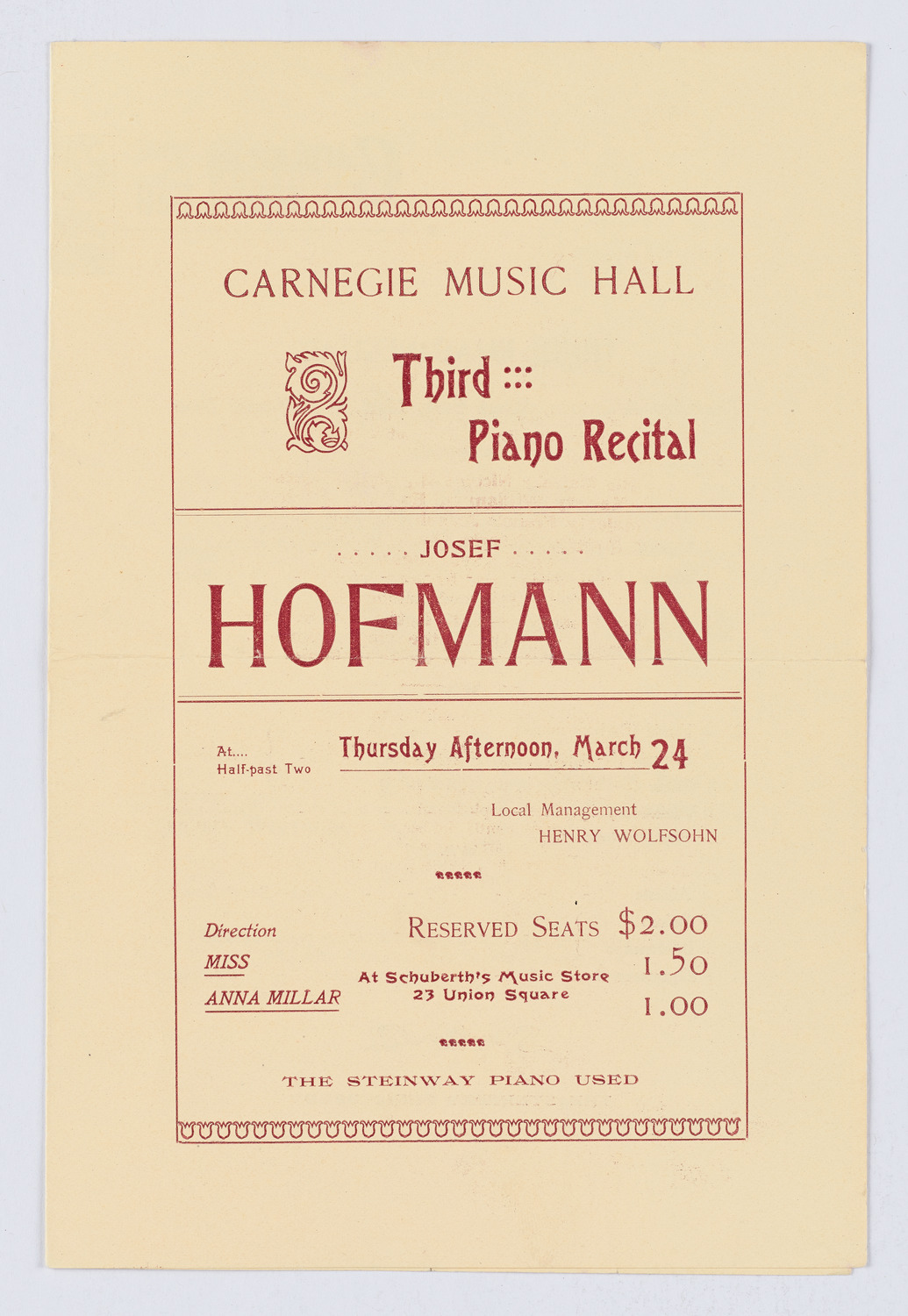 Josef Hofmann, 1898