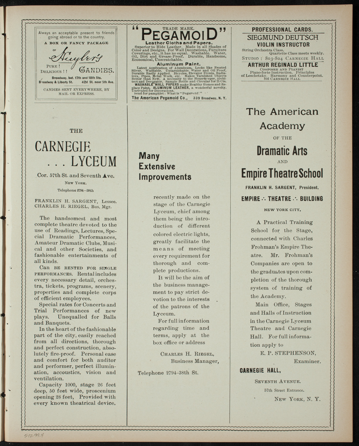 Virgil Piano School Student Recital, May 12, 1899, program page 7