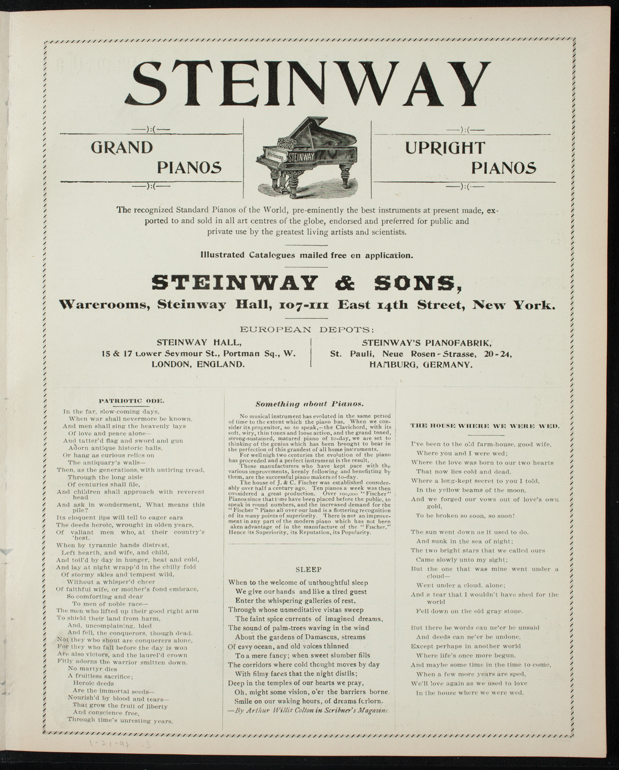 Teresa Carreño, Piano, January 21, 1897, program page 5