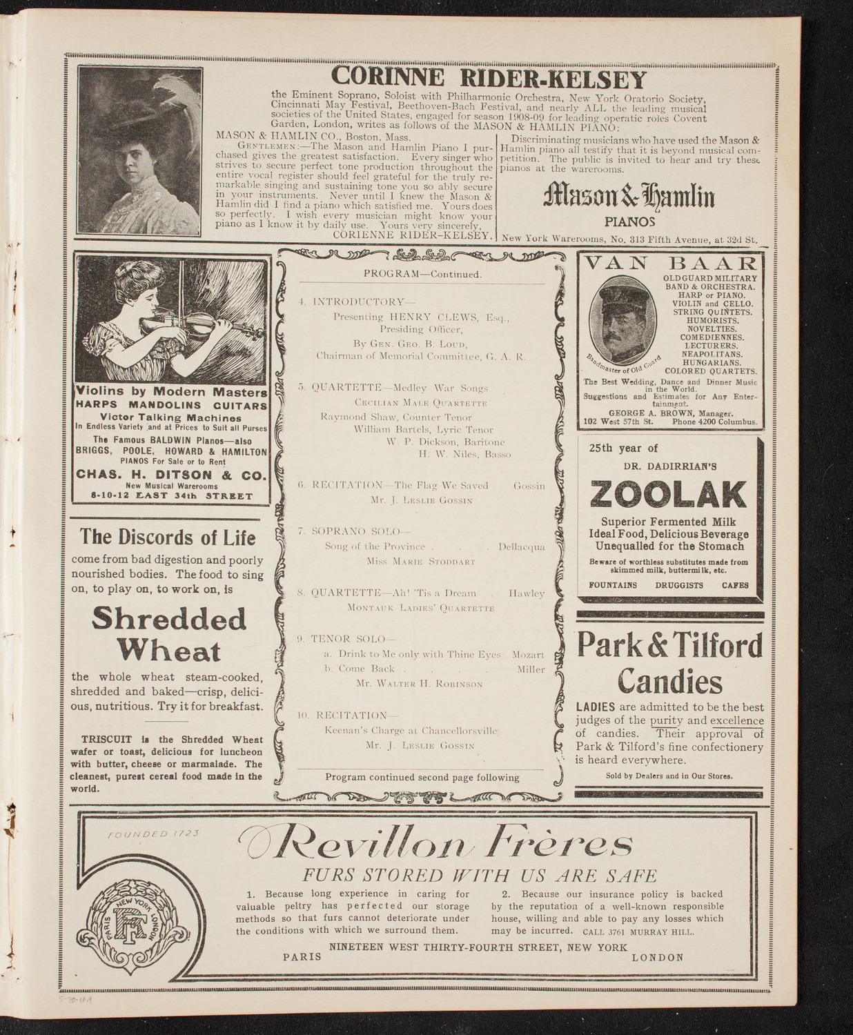 Grand Army of the Republic Memorial Day Exercises, May 30, 1910, program page 7